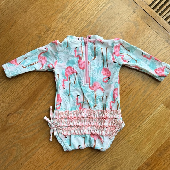 Ruffle Butts Flamingo Print Rashguard - Picture 2 of 3